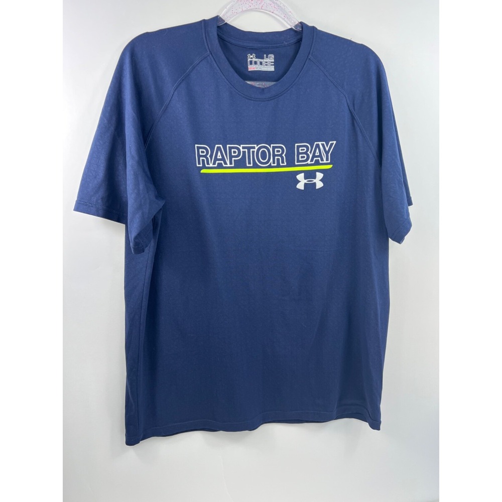 Under Armour LOOSE Heat Gear T Shirt Men's L Blue Raptor Bay RaglanShort Sleeve